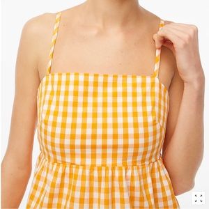 JCrew orange and white gingham strappy tank top with tie back. New with tags!